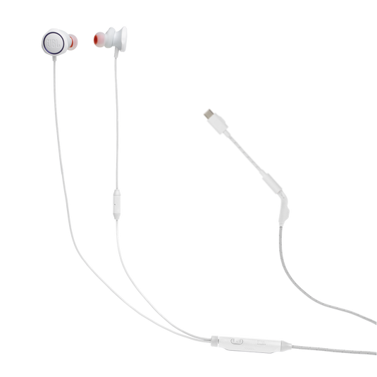 JBL Quantum 50C - White - Wired in-ear gaming headset with USB-C adapter - Hero image number null